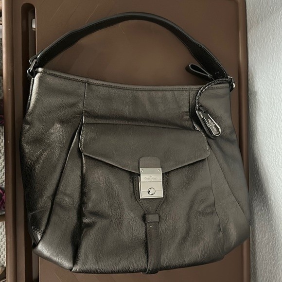 COLE HAAN  silver gray leather shoulder bag purse - Picture 3 of 12